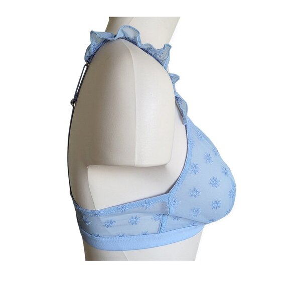 Madewell dusty blue floral embroidered mesh bralette in rainwashed peri size M - Picture 4 of 9